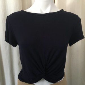 Gaze Top Short Sleeve Front Knot Crop Shirt
